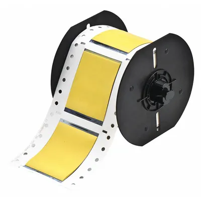 BRADY Sleeve Label: 1 1/2 in x 2 in, Polyolefin, Yellow (Matte) - Brady Precut Sleeve Label Rolls