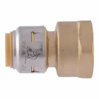 SHARKBITE MAX Push-Fit Adapter Fitting: Straight, 1/2 in OD x 1/2 in Pipe Size, Brass (MPN UR068)