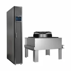 This equipment rack air conditioner provides 88,000 BtuH cooling capacity for server rooms and data centers. It operates on 208V AC with an L6-20P NEMA plug configuration. Dimensions: 78 11/16 in x 11 13/16 in x 43 5/16 in.