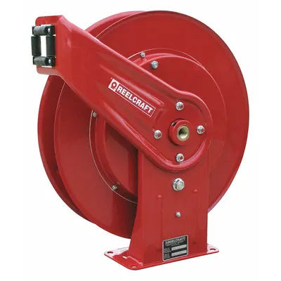 REELCRAFT Spring Return Hose Reel: 50 ft (1/4 in I.D.), 5,000 psi Max Op Pressure - Standard Grease Spring-Return Hose Reels