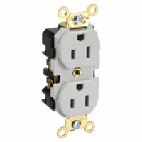 LEVITON Receptacle: Duplex, 5-15, Gray, 125V AC, 15 A, 2 Pole / 3 Wire (MPN 5262-GY)