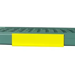 Yellow identification marker for MetroMax Q Series plastic shelving. Overall width 6 inches, overall height 1.5 inches. Provides color-coded labeling to organize and identify shelf contents in commercial storage environments.