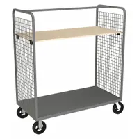 DURHAM MFG Stock Cart: 1,600 lb, Overall Dim. 30 in L x 60 in W x 69 in H, Adj, 2 Shelves, Rubber (MPN W2ST-306068-1AS-8MR95)