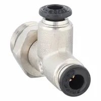 AIGNEP USA Push-Fit Tee Fitting: 4 mm OD x 1/4 in Pipe x 4 mm OD Size, Nickel, Silver, 5 PK (MPN 50222N-4-1/4=PK5)