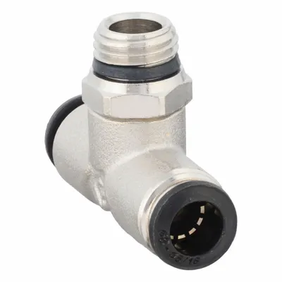 AIGNEP USA Push-Fit Tee Fitting: 8 mm OD x 8 mm OD x 1/4 in Pipe Size, Nickel, Silver - Nickel-Plated Brass Tube Fittings