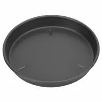 This solid aluminum pizza pan has a 13-inch diameter and 1 1/2-inch depth, constructed from 14-gauge material with an anodized coating. It is designed for commercial baking and serving of pizzas, providing even heat distribution in high-volume kitchens
