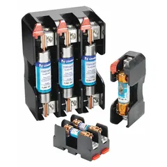 This LITTELFUSE fuse block is a 1-pole open block designed for UL Class RK1 and RK5 fuses. It features a pressure plate connection type and is non-indicating. Rated for 250 V AC, it is suitable for use in industrial control panels, motor protection circuits, and power distribution systems.