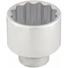 This 1" drive hand socket features a 2-3/4" 12-point opening for standard SAE fasteners. Constructed from chrome, it is suited for turning hex nuts and bolts in heavy-duty industrial applications such as equipment assembly, maintenance, and repair.