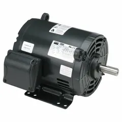 Open drip proof (ODP) enclosure protects against falling liquids. Rigid base mount for stationary applications. Three-phase motor rated 1 hp, 1770 RPM at 60 Hz, with dual voltage 230/460V AC and full load current 2.8/1.4 A. Suitable for pumps, fans, conveyors, and machine tools.