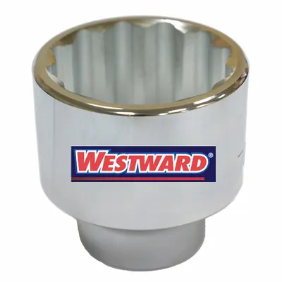 WESTWARD Socket: Metric, 1 in Drive Size, 77 mm Socket Size, 12-Point, Std, Chrome - 1" Drive Hand Sockets