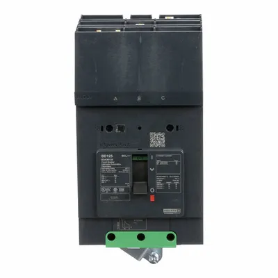 SQUARE D BDA36125 B-Frame Molded Case Circuit Breaker, 125 A, 3-Pole, 525V AC - B-Frame Square D Molded Case Circuit Breakers