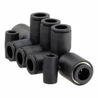 LEGRIS Push-Fit Tee Fitting: 1/4 in OD x 5/32 in OD x 5/32 in OD Size, Fiberglass-Reinforced Nylon (MPN 3306 56 04)