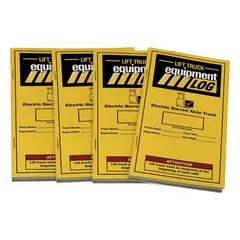 These replacement log books are designed for recording daily inspections and maintenance of electric narrow-aisle forklifts. Each 4-pack provides structured pages to document pre-shift checks, repairs, and service history. Compatible with Manufacturer Model Number 70-1063-CP and Part Number 794LK0.