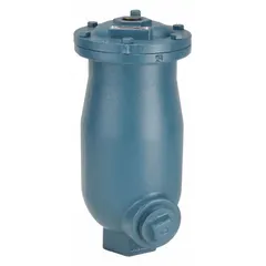 This combination vacuum and air release valve is constructed of cast iron with a 2 in FNPT inlet connection. It automatically releases trapped air from pipelines and admits air during system filling or draining to prevent vacuum conditions. Suitable for use in wastewater systems to help avoid pipeline collapse and water hammer.