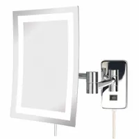 SEE ALL Makeup Mirror: Rectangular, Glass, 13 in Overall Ht, 11 in Overall Wd, 3 in Overall Dp, Wall (MPN HLEDCSA69)