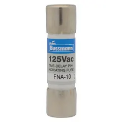 Time-delay midget fuse rated 100 mA and 250 V AC. Measures 13/32 in x 1 1/2 in with indicating feature. Provides overcurrent protection in industrial control panels, motor circuits, and other equipment where time-delay characteristic handles inrush currents.