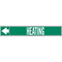 Pipe Marker: Heating, Green, White, Fits 2 1/2 to 6 in Pipe O.D., 25 Pipe Markers, With Arrows (MPN 109039)