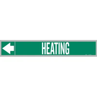 BRADY Pipe Marker: Heating, Green, White, Fits 2 1/2 to 6 in Pipe O.D., 25 Pipe Markers - Heating Adhesive Pipe Markers on a Roll