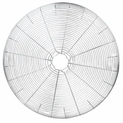 Fan guard for use with industrial fans and blowers in HVACR systems. Provides a protective barrier to prevent accidental contact with rotating blades. Suitable for manufacturing plants, warehouses, and commercial ventilation applications.