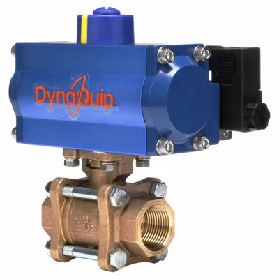 DYNAQUIP CONTROLS Pneumatically Actuated Two-Way Ball Valve: 1 in Size, Bronze - Bronze Pneumatically-Actuated Ball Valves