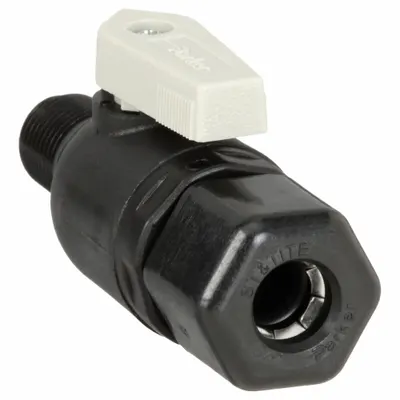 Parker Manual Two-Way Ball Valve: 1/4 in, Polypropylene, Straight, Sweat x MNPT - NSF 51 Compliant Polypropylene Ball Valves