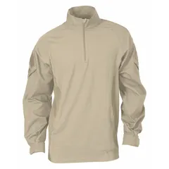 Men's tactical long-sleeve T-shirt in Khaki, size L, made of cotton with a zipper closure. Designed for duty wear and field operations in law enforcement, military, and outdoor professional contexts.