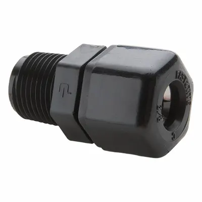 PARKER Compression Fitting Adapter: 1/4 in OD Size, Compression x NPTF - Polypropylene Compression Tube Fittings