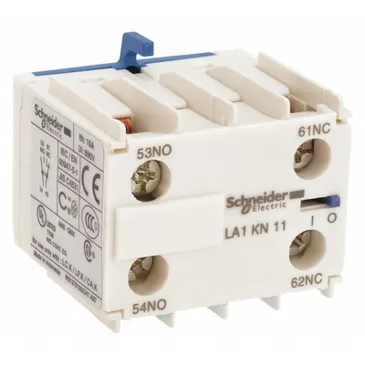 SCHNEIDER Auxiliary Contact Block: 1NO/1NC, 10 A Max Current (AC), Front Mount - Schneider Electric Auxiliary Contacts