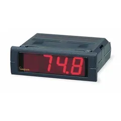 Temperature digital panel meter with red LED high-contrast display, 9,999 display span, and ±0.1% of Reading accuracy. Operates on 85 V AC to 250 V AC. Features screw clamp terminal connections. Includes instructions. Suitable for temperature monitoring in industrial control panels.