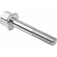 Partially threaded M6 stainless steel screw with a USIT flanged hex head. Minimum thread length of 18 mm. Suitable for hygienic fastening applications in environments requiring clean assembly.