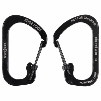 NITE IZE Carabiner: 10 lb Working Load Limit, Wire Gate, Stainless Steel - Load Rated Spring Snaps