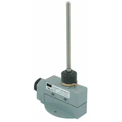 This coil-spring wobble-stick limit switch features a 5.12-inch actuator and two mounting holes. It uses a connector type for electrical connection. Typical applications include position sensing in conveyor systems, packaging equipment, and automated assembly lines where multi-directional actuation is required.