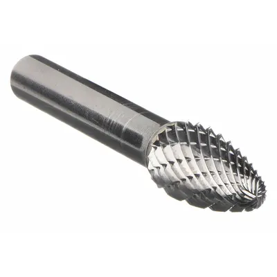 WIDIA METAL REMOVAL Carbide Bur: Ball-Nosed Tree, SF-3, Double Cut, 3/8" x 3/4" Head - Double-Cut Ball-Nosed Tree Burs