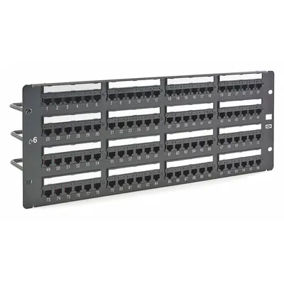 HUBBELL PREMISE WIRING Patch Panel: Flat, 4 Rack Units, 96 Ports, 6, IDC, 4-Pr PoE (4PPOE) - Rack-Mount Punchdown RJ45 Patch Panels