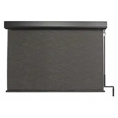 This pole-and-crank-operated sun shade from the Titanium Plus Series features a 48-inch valence width, Kona fabric, and Oil Rubbed Bronze valance. It provides 90% UV protection and uses a bungee-and-hook tie-down system for secure installation. Suitable for patios, decks, or outdoor workspaces requiring adjustable shade.
