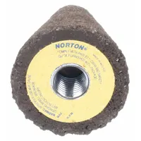 Grinding cone with 20-grit Zirconia Alumina abrasive and BlueFire 4NV ZA technology. Type 16, dimensions 2" x 3" with 5/8"-11 thread. Abrasive hardness rating S. Used for aggressive material removal, weld blending, and surface preparation on stainless steel and nickel alloys in metal fabrication and foundry applications