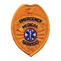 HEROS PRIDE Embroidered Patch: Emergency Medical Services, 2 1/2 in x 3 1/2 in, Gold, Plastic, Badge (MPN 5613)