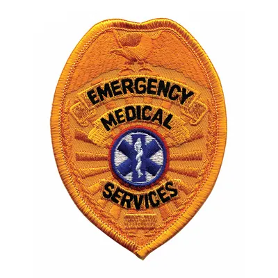 HEROS PRIDE Embroidered Patch: Emergency Medical Services, 2 1/2 in x 3 1/2 in, Gold - Embroidered Badges