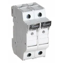 This BUSSMANN UL Class CC fuse block features 2 poles and is rated for 600 V AC. It is designed for DIN rail mounting and uses box lug termination. Suitable for overcurrent protection in industrial control panels, motor control centers, and branch circuits.