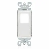LEVITON Wall Switch: Rocker Switch, Single Pole, Maintained, White, 120/277V AC, 15 A (MPN L5611-2W)