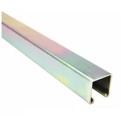 This solid wall strut channel is fabricated from 12-gauge steel with a zinc-plated finish. It features a solid slot design with no holes, providing a continuous mounting surface for maximum load support. Used in industrial framing and support systems for securing pipes, conduit, cable trays, and mechanical equipment.