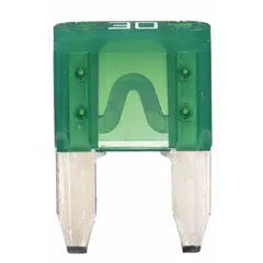BUSSMANN ATM-30 is a 30 A, 32 V DC fast-acting automotive fuse with a standard profile. It provides overcurrent protection for wiring and components in 12 V or 24 V DC vehicle electrical systems, including lighting, motors, and control modules.