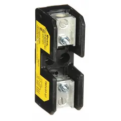 Single-pole open-block fuse holder for UL Class T fuses rated 600 V AC. Features box-lug terminals and non-indicating design. Used in industrial power distribution, panel building, and motor control centers to safely mount and connect Class T fuses.