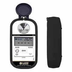 Digital handheld refractometer for measuring Dextran concentration. Automatic operation with accuracy of +/-0.2%/0.0003nD and resolution of 0.0001nD. Refractive index range 1.3330 to 1.4200 nD. Overall depth 1 inch.