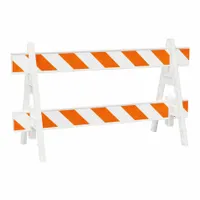 PLASTICADE Traffic Barricade: 28 in Overall Ht, 28 in x 28 in, Engineer, Barricade, Reflective, Sand (MPN 200-A6EG)