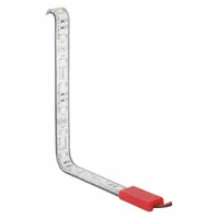Surface-mount LED strip light with flat white design, operating at 12.8V DC and delivering up to 410 lm. Features wire leads for electrical connection and IP68 rating for dust and water ingress protection. Suitable for task lighting, accent lighting, or under-cabinet illumination in industrial, marine, and commercial settings