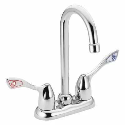 MOEN Gooseneck Bar Faucet: M-Bition, Centerset, Deck, Metal, 1.5 gpm Flow Rate - Centerset Bar Sink Faucets