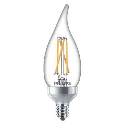 PHILIPS Compact LED Bulb: Candelabra Screw (E12), LED, (BA) Bullet Angled, BA11 - Candelabra Screw Base (E12) Lamps