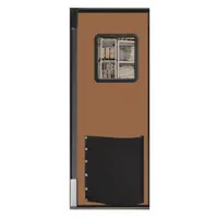 Swinging Door: Polyethylene, 1 Doors, Brown, 3 ft Door Wd, 8 ft Door Ht, Window Included, Textured (MPN 3696RXHDMBR)