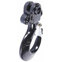 This top hook assembly is a replacement component for Dayton manual chain hoists. It includes a safety latch and is rated for a 2,000 lb load capacity. Typical applications include lifting and rigging tasks in industrial maintenance, warehousing, and manufacturing settings.